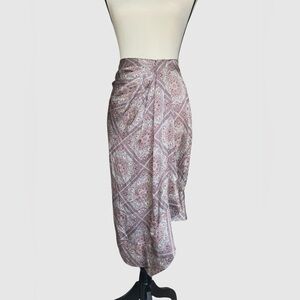 Zimmermann Silk Print Faux Wrap Skirt Size 1 | Light Blue Lavender